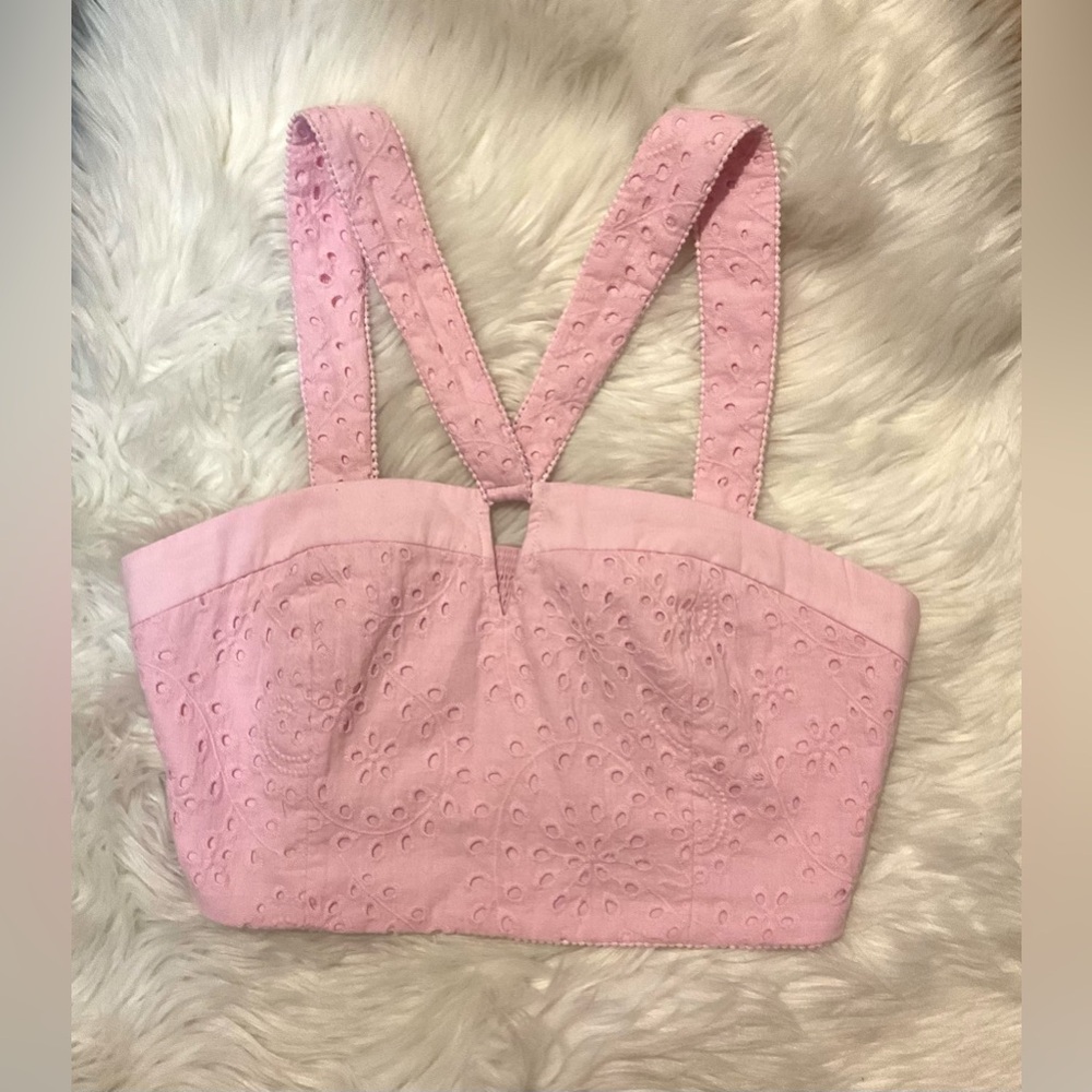 Pink Eyelet Crop Top - Picture 5 of 9